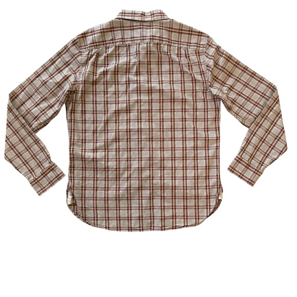 Banana Republic Medium Slim Fit Snap Red Plaid Button Up Long Sleeve Men's Shirt - Picture 3 of 11